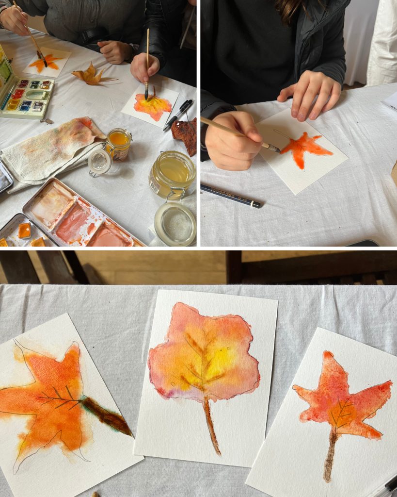 3 cartes de l'automne réalisées par les enfants