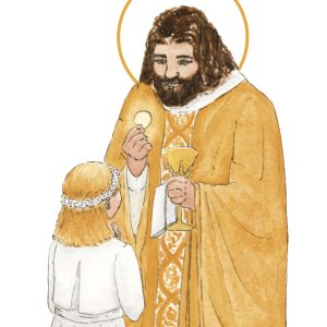 image première communion fille blonde aquarelle