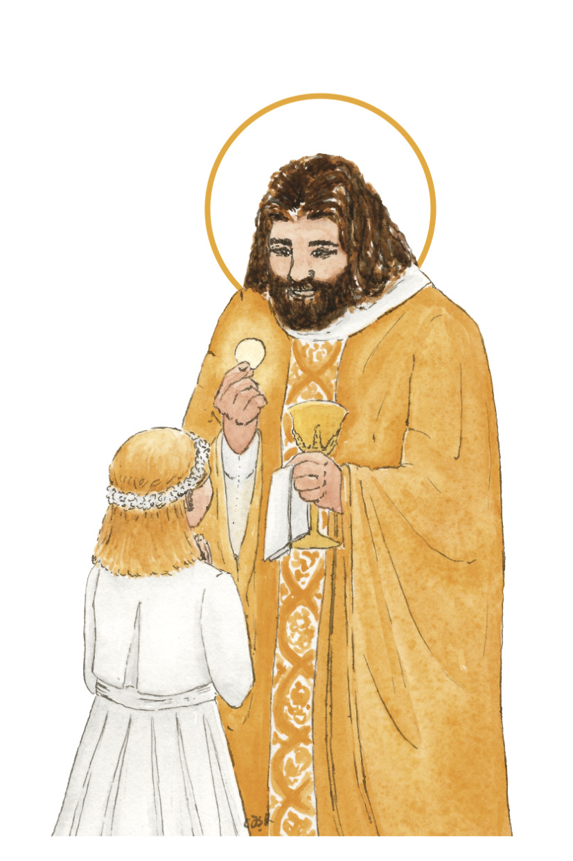 image première communion fille blonde aquarelle