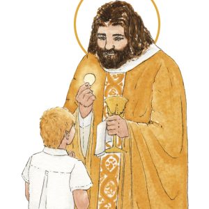image première communion garçon blond aquarelle
