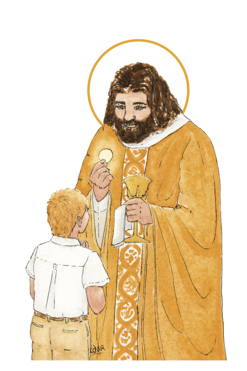image première communion garçon blond aquarelle