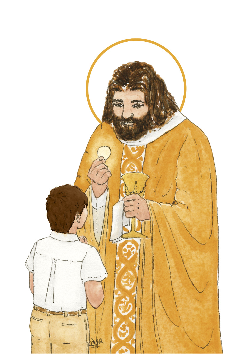 image première communion garçon brun aquarelle
