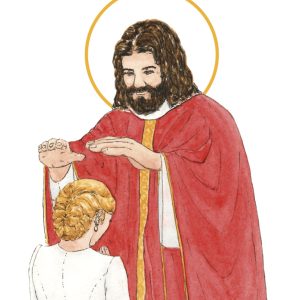image confirmation catholique femme blonde aquarelle