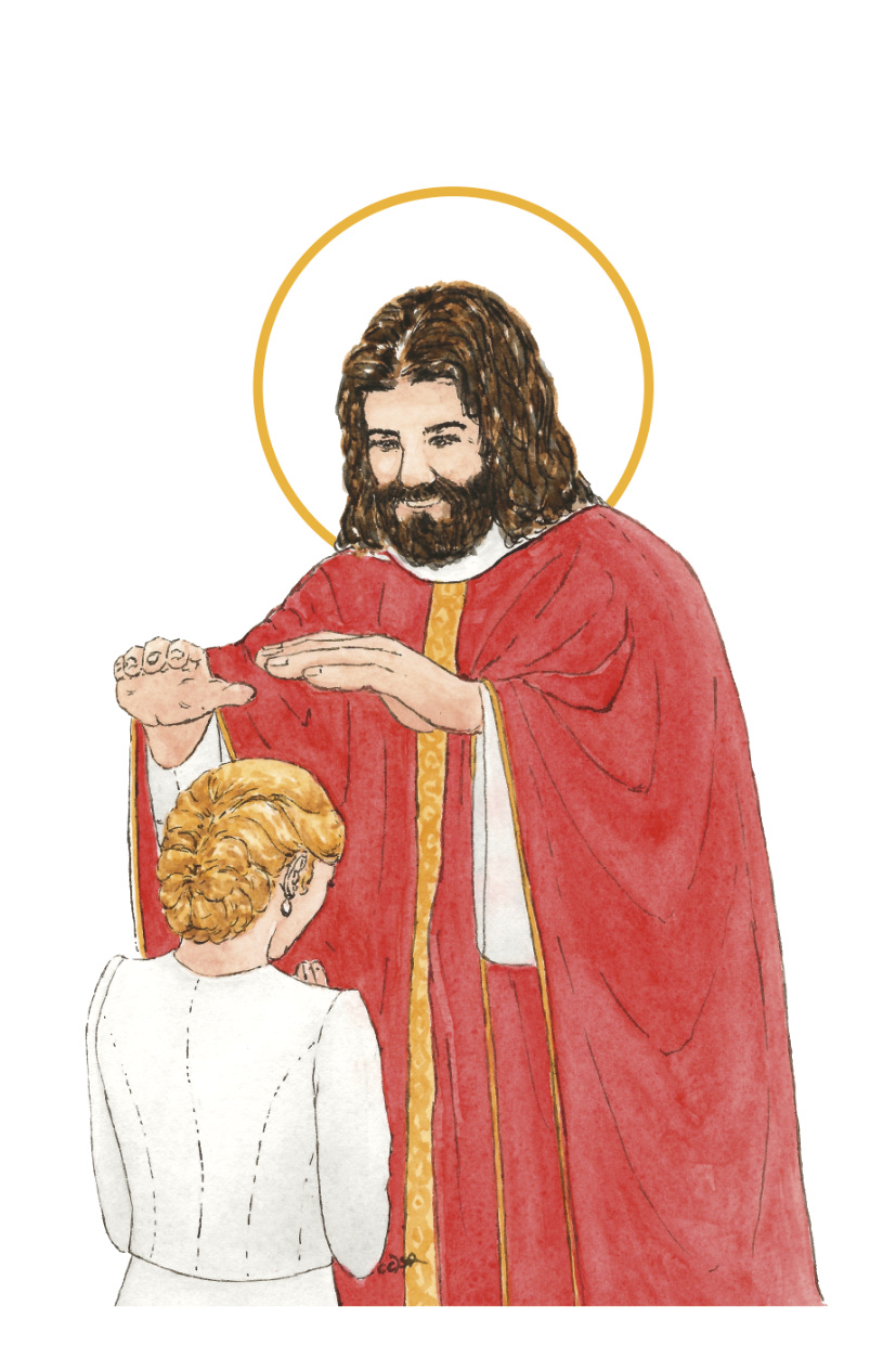 image confirmation catholique femme blonde aquarelle