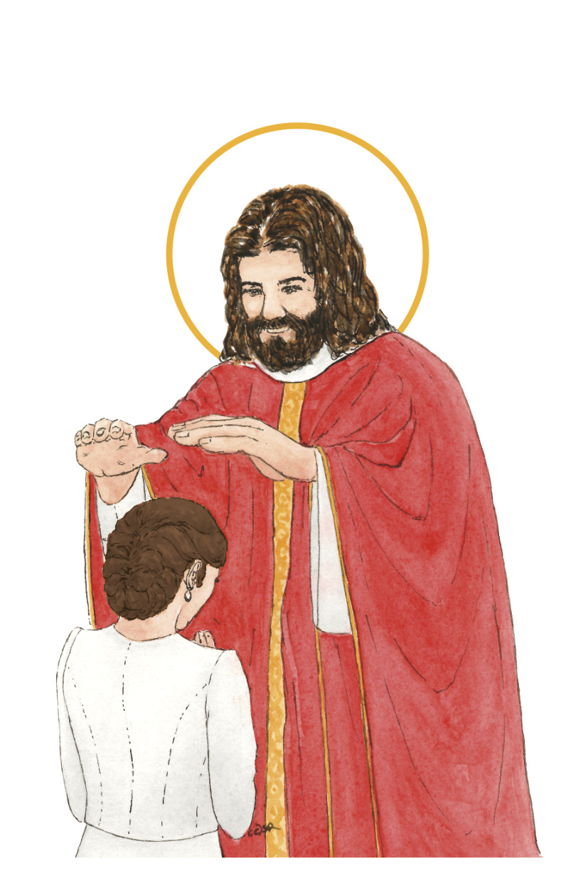 image confirmation catholique femme brune aquarelle