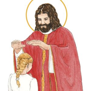 image confirmation catholique fille blonde aquarelle