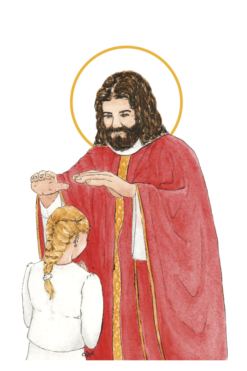 image confirmation catholique fille blonde aquarelle