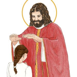 image confirmation catholique fille brune aquarelle