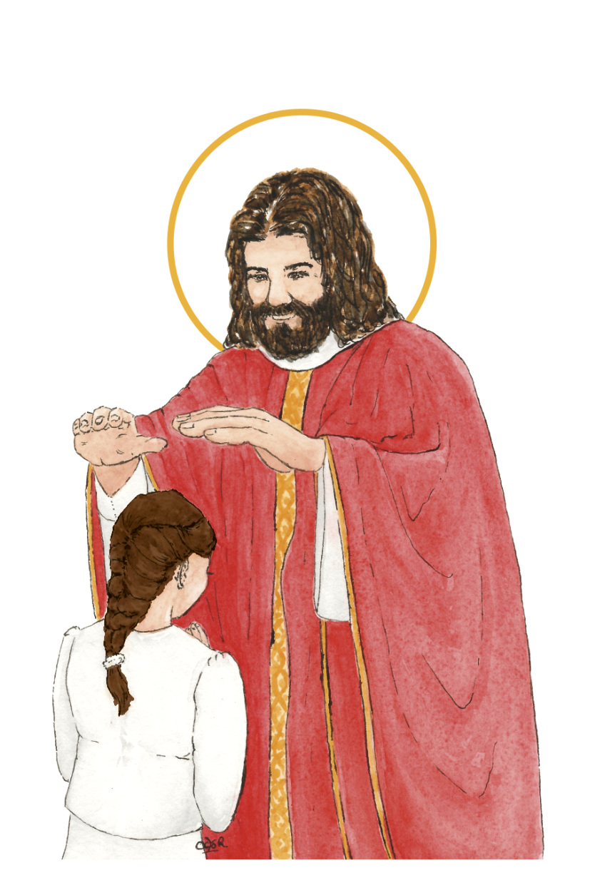 image confirmation catholique fille brune aquarelle