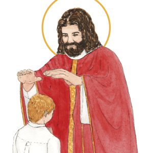 image confirmation catholique garçon blond aquarelle