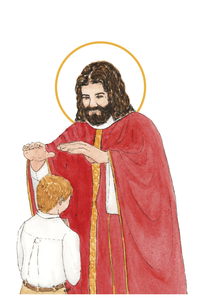 image confirmation catholique garçon blond aquarelle