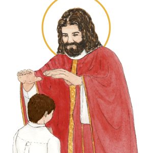 image confirmation catholique garçon brun aquarelle