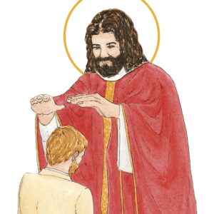 image confirmation catholique homme blond aquarelle
