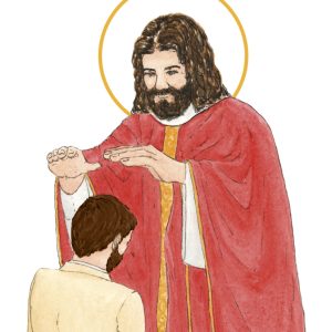 image confirmation catholique homme brun aquarelle