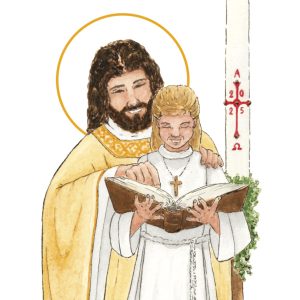 image profession de foi fille blonde aquarelle
