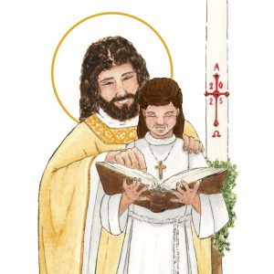 image profession de foi fille brune aquarelle