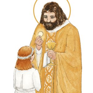image première communion fille rousse aquarelle