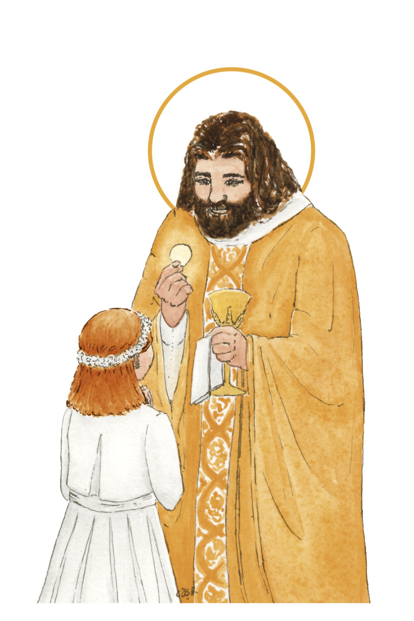 image première communion fille rousse aquarelle