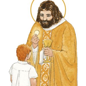image première communion garçon roux aquarelle