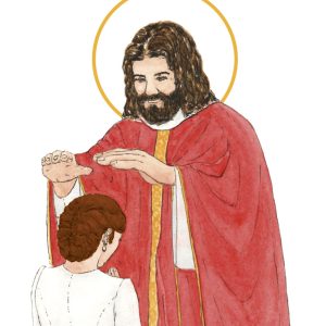 image confirmation catholique femme cheveux teints aquarelle