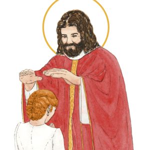 image confirmation catholique femme rousse aquarelle