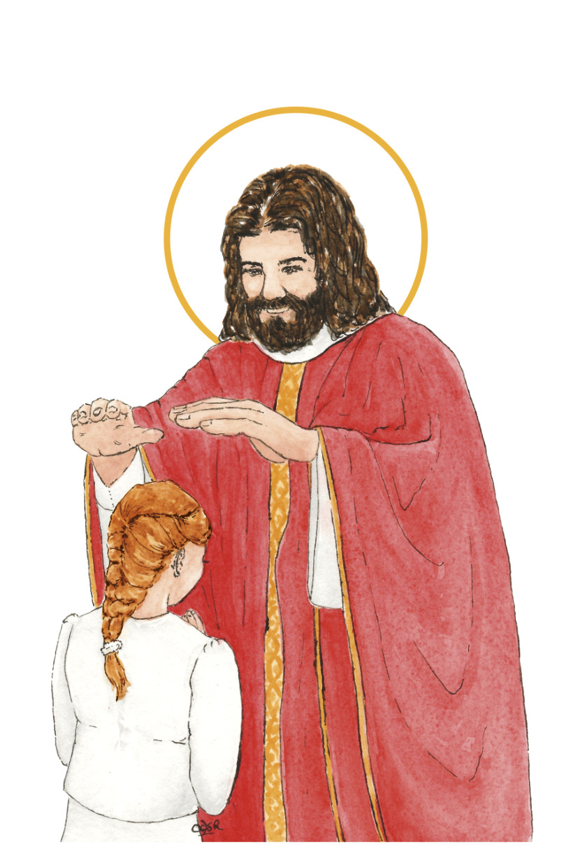 image confirmation catholique fille rousse aquarelle