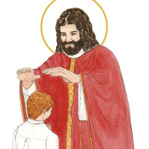 image confirmation catholique garçon roux aquarelle