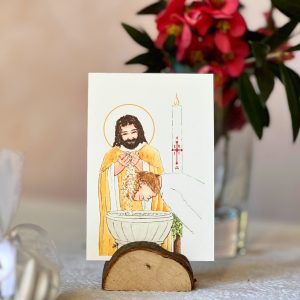 image baptême catholique femme blonde aquarelle