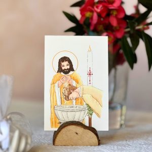 image baptême catholique homme blond aquarelle
