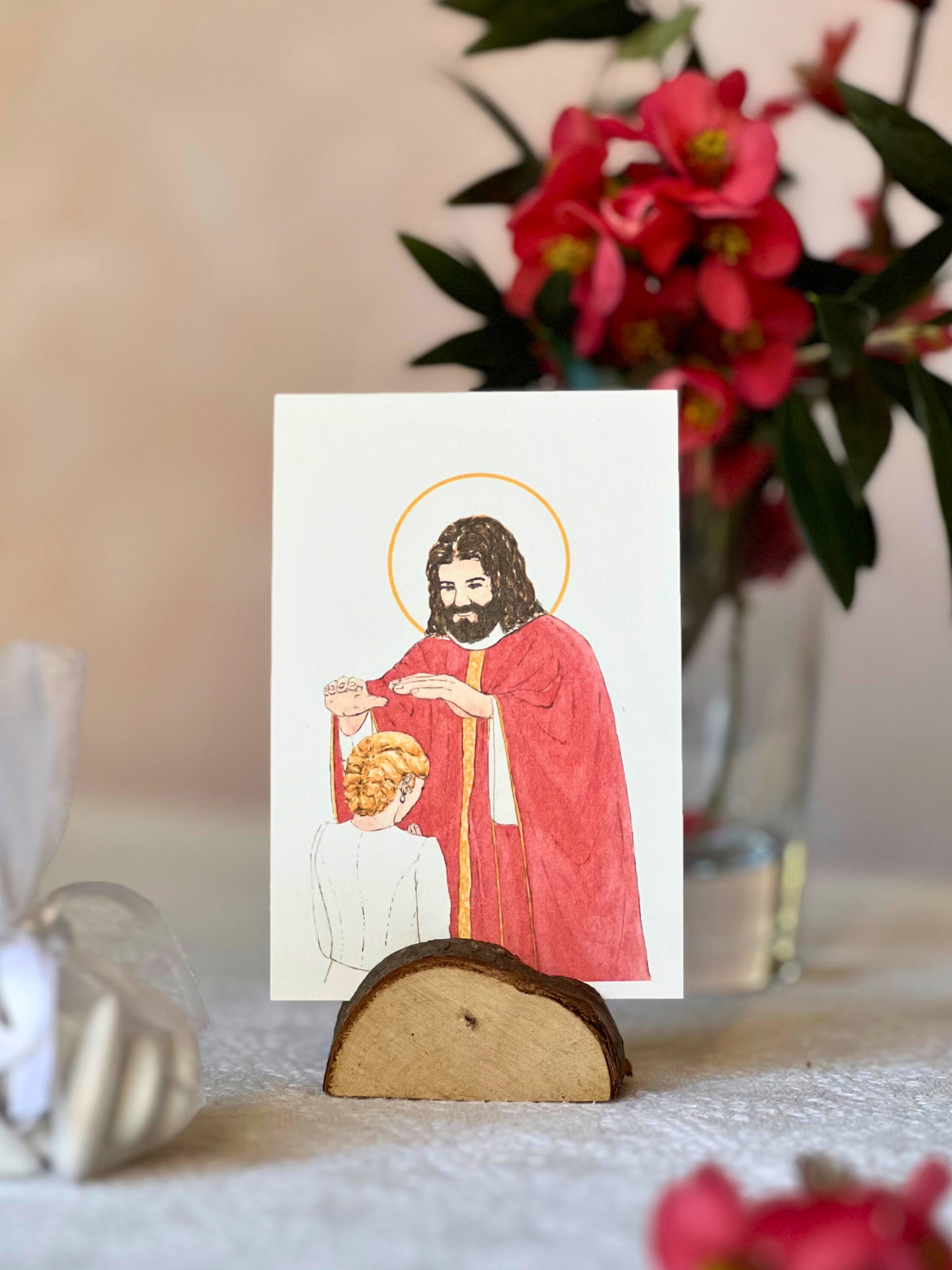 image confirmation catholique femme blonde aquarelle