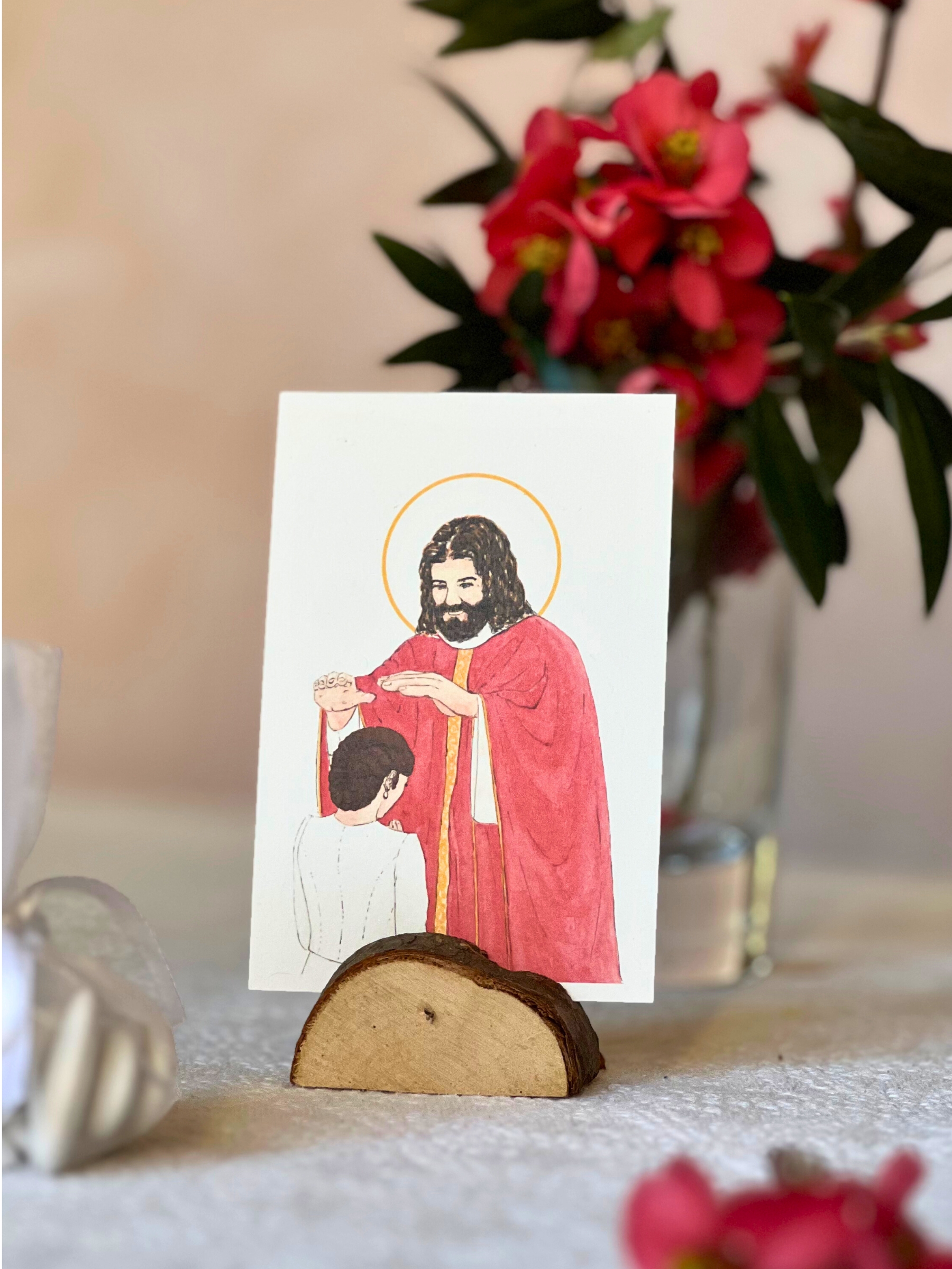 image confirmation catholique femme brune aquarelle