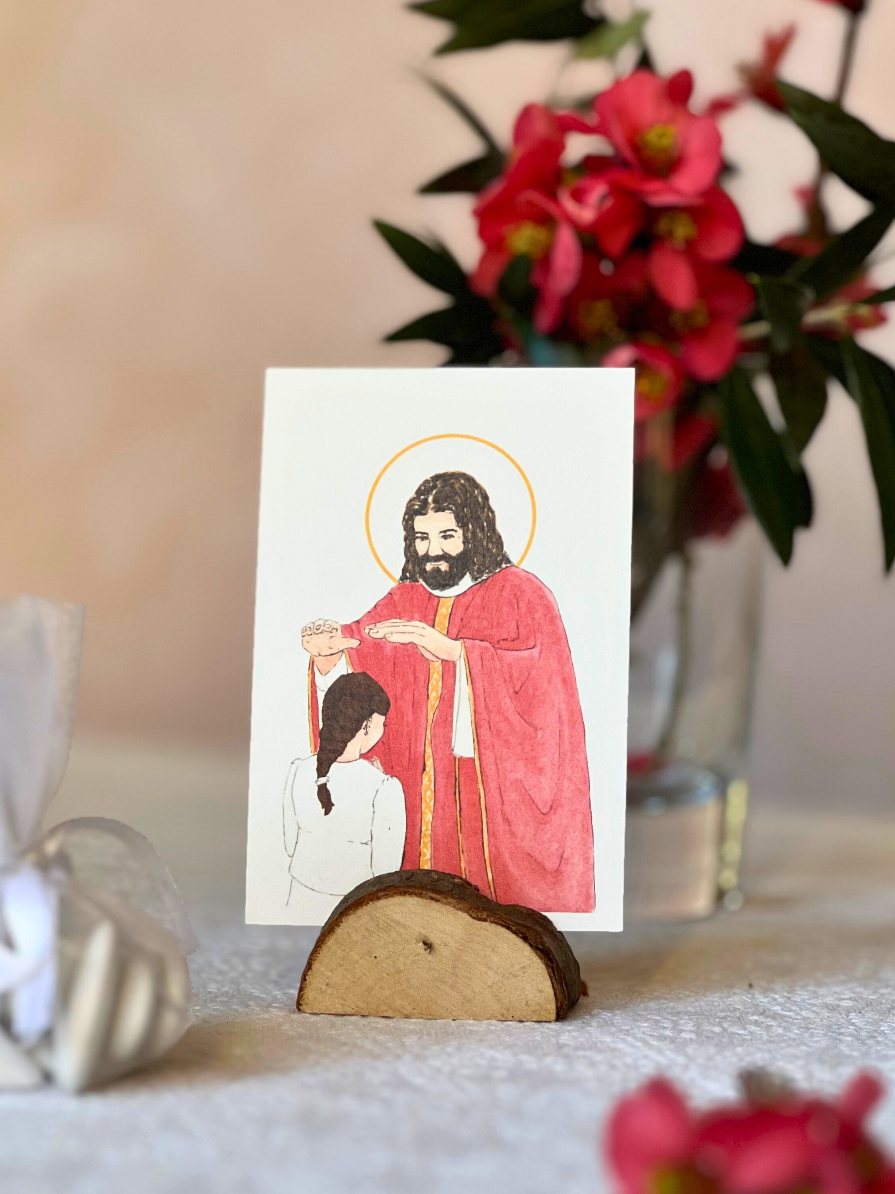 image confirmation catholique fille brune aquarelle