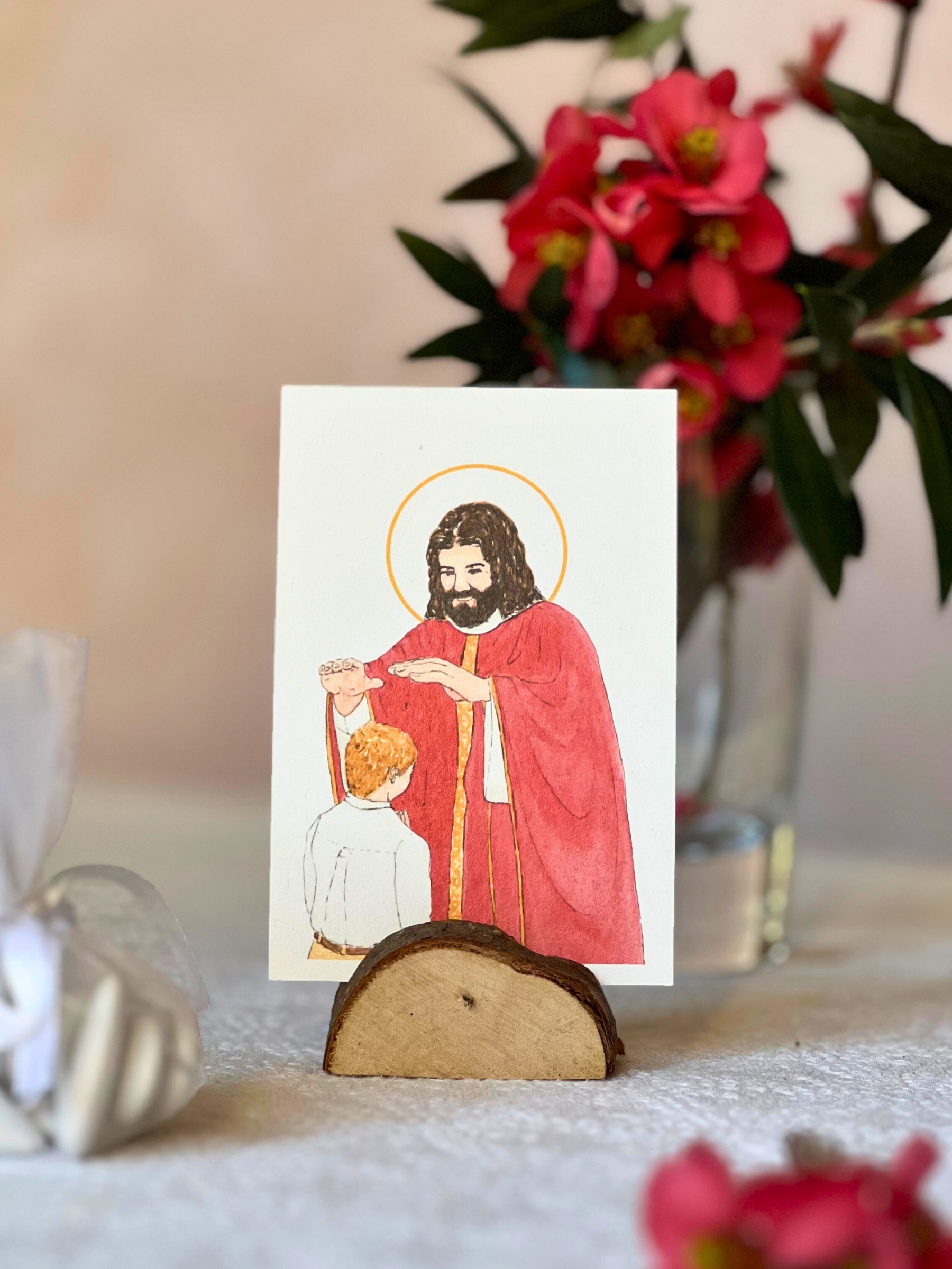 image confirmation catholique garçon blond aquarelle