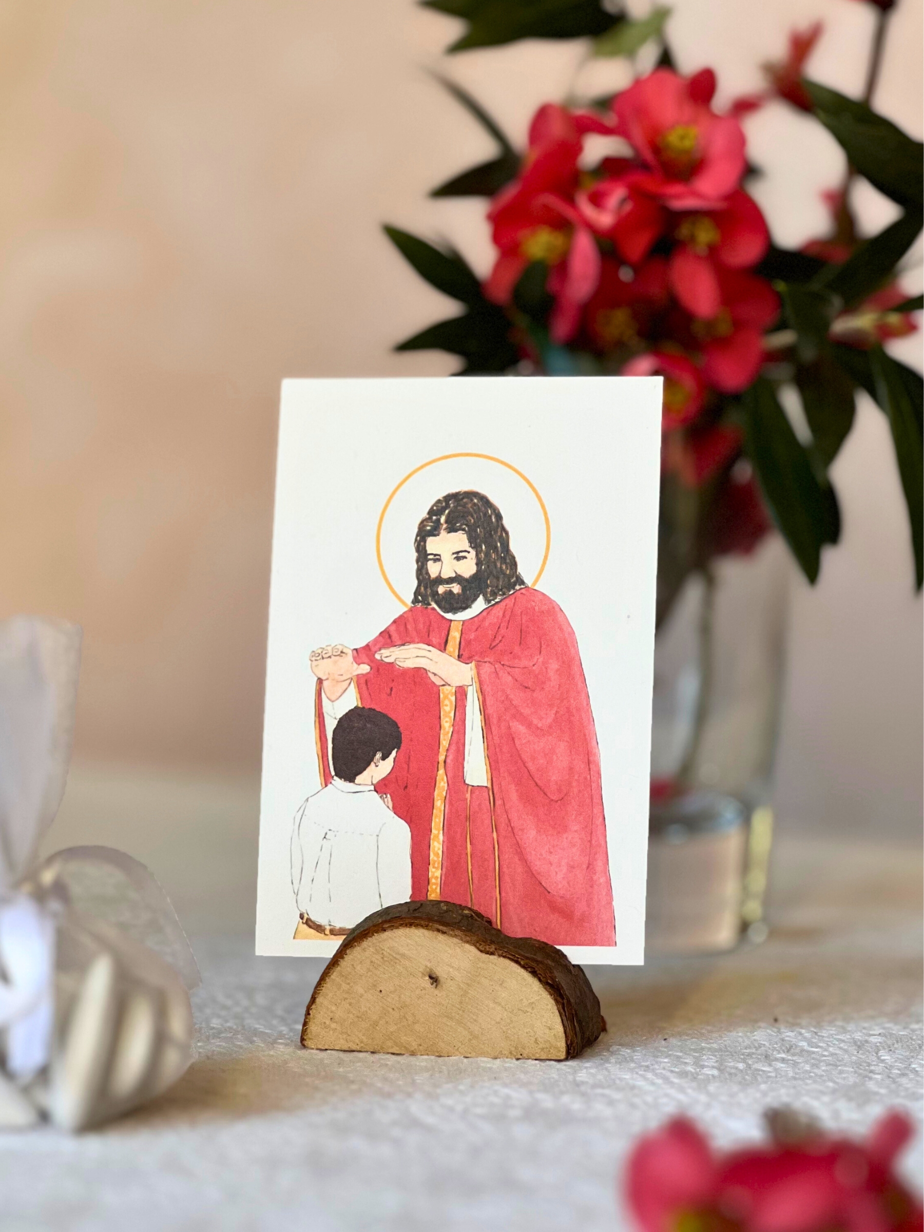 image confirmation catholique garçon brun aquarelle