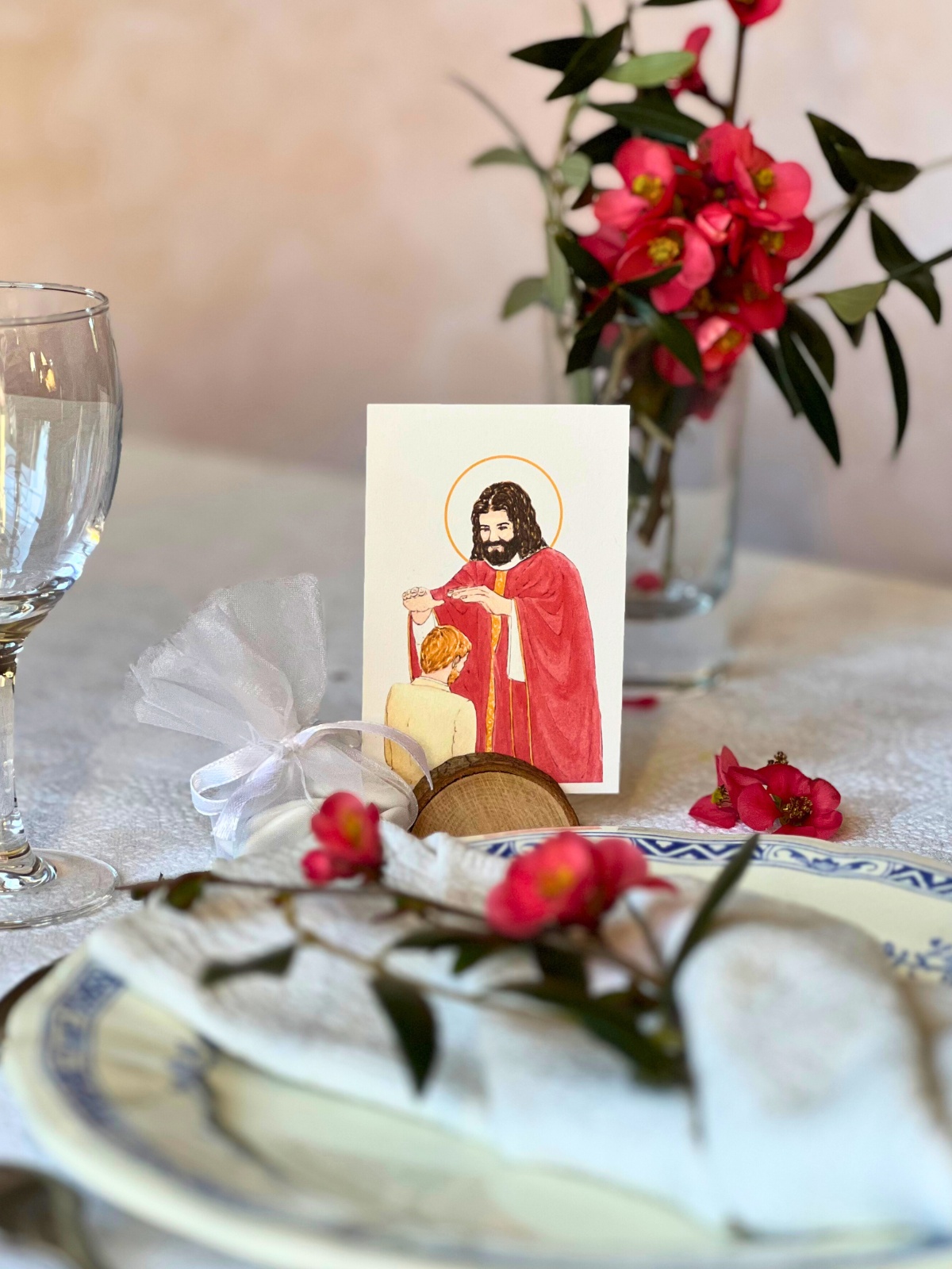 image confirmation catholique homme blond aquarelle