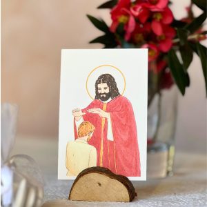 image confirmation catholique homme blond aquarelle