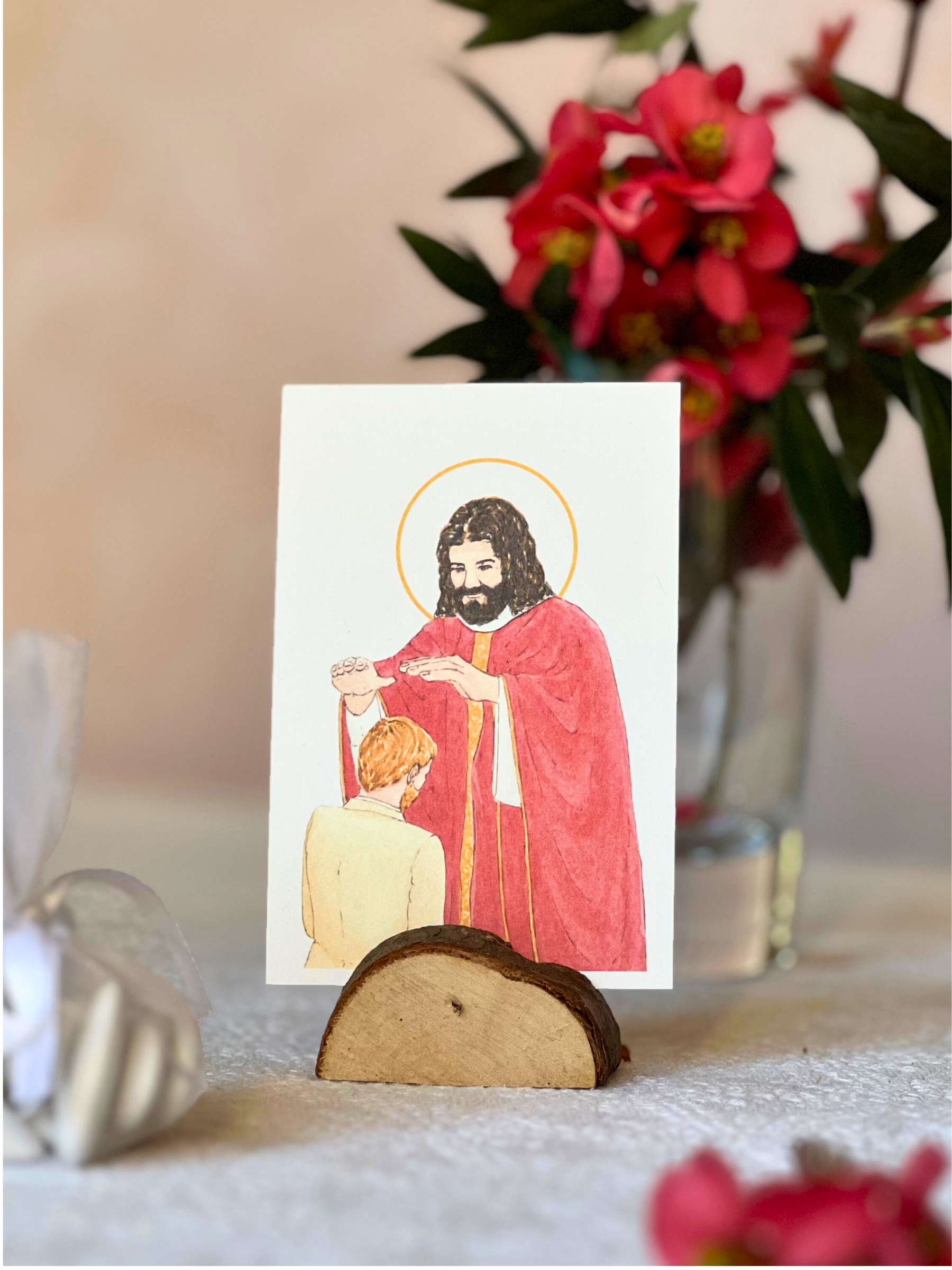 image confirmation catholique homme blond aquarelle