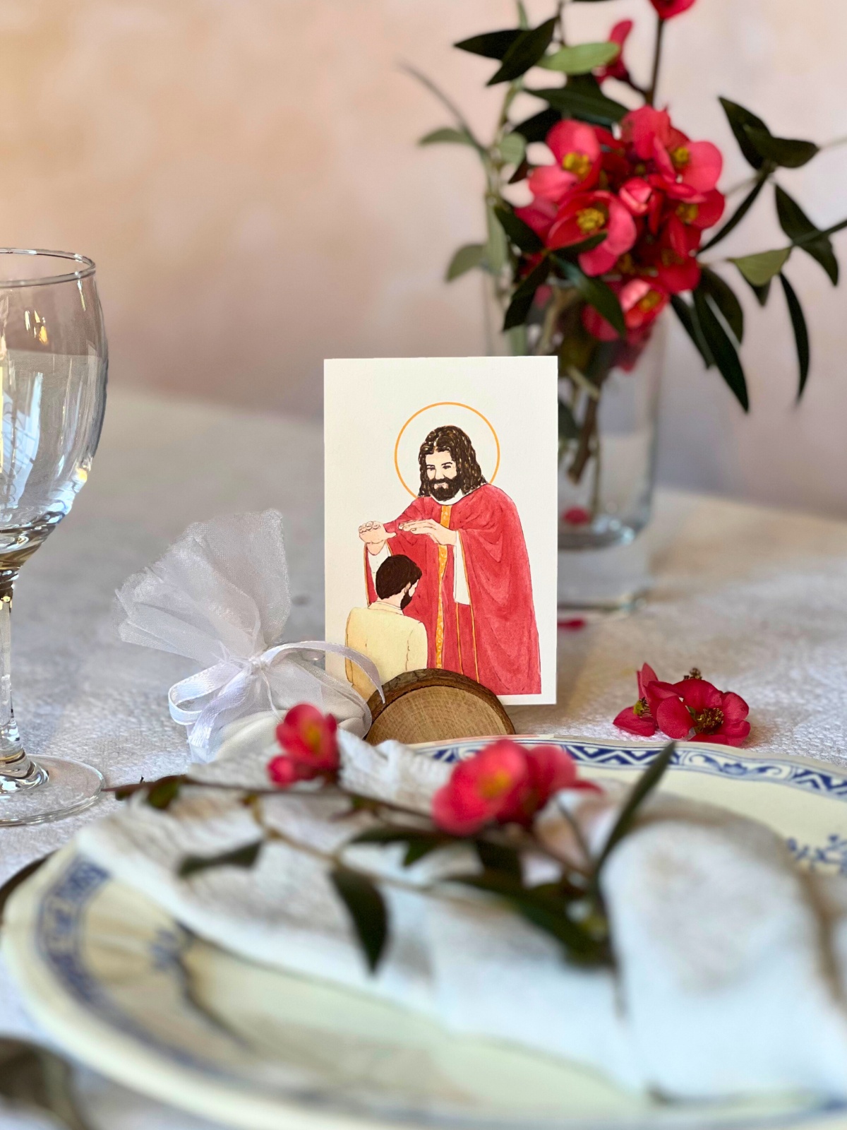 image confirmation catholique homme brun aquarelle