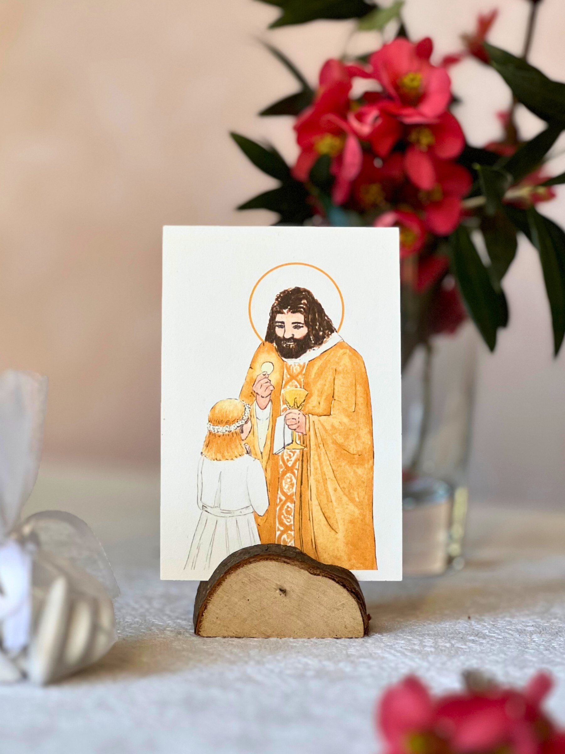 image première communion fille blonde aquarelle