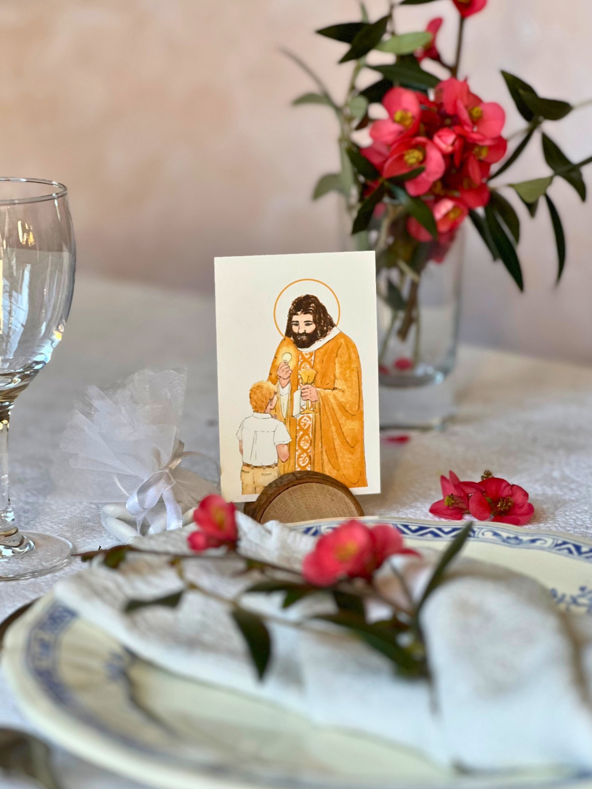 image première communion garçon blond aquarelle