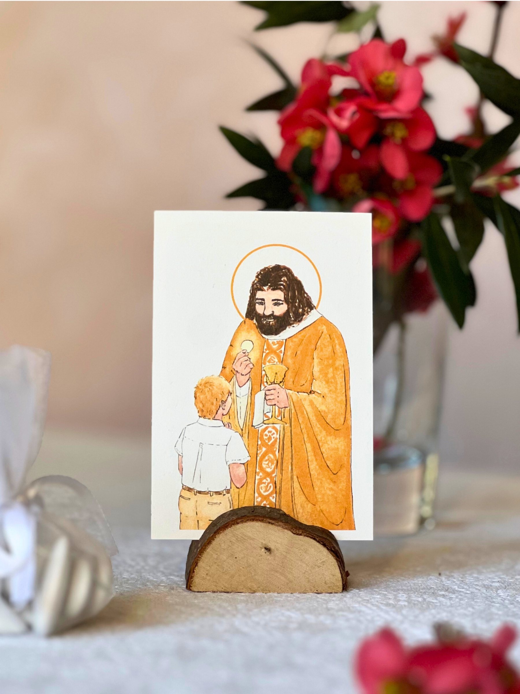 image première communion garçon blond aquarelle