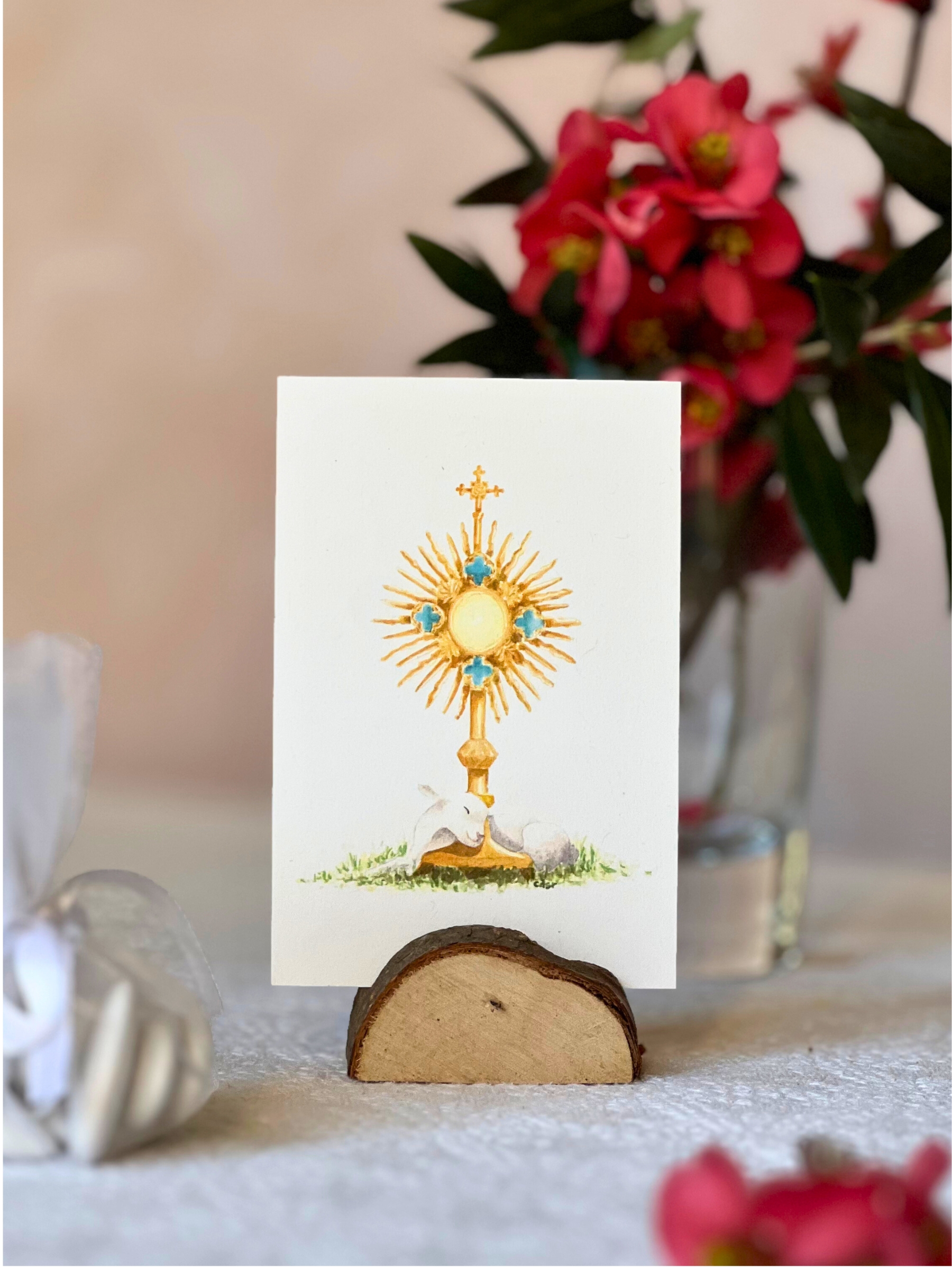 image première communion ostensoir agneau aquarelle