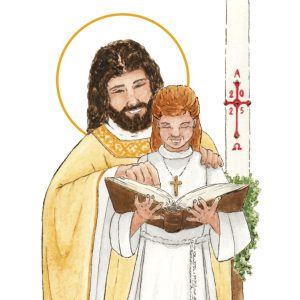 image profession de foi fille rousse aquarelle