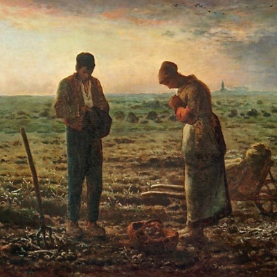 Détails du tableau "L'Angélus" de Millet.