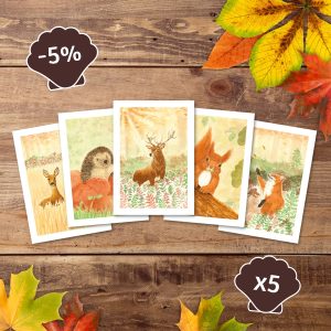 lot de 5 cartes postales