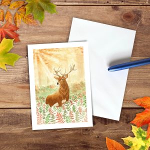 carte postale cerf et son enveloppe